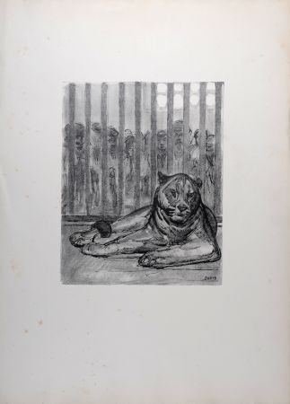 Lithographie Jouve - La Lionne