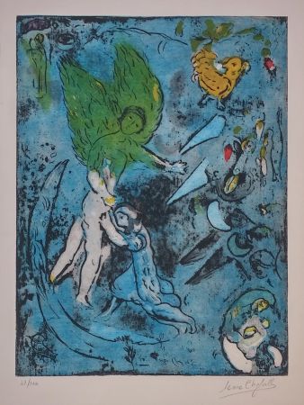 Lithographie Chagall - LA LUTTE DE JACOB ET DE L'ANGE