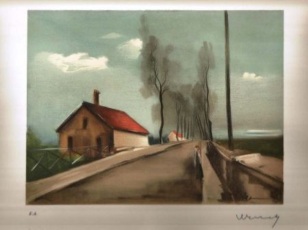 Lithographie Vlaminck - La maison dans la plaine