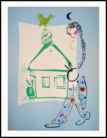Lithographie Chagall - LA MAISON DE MON VILLAGE