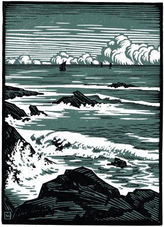 Holzschnitt Moreau - LA MER / THE SEA - Bretagne / Brittany - France - 1910