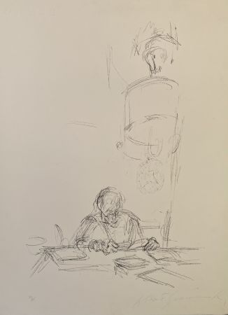 Lithographie Giacometti - La mère de l'artiste lisant sous la lampe à Stampa I