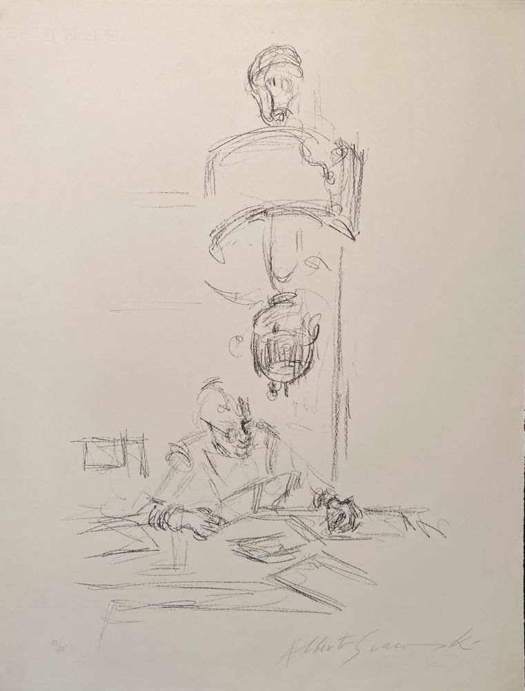 Lithographie Giacometti - La mère de l'artiste lisant sous la lampe à Stampa III