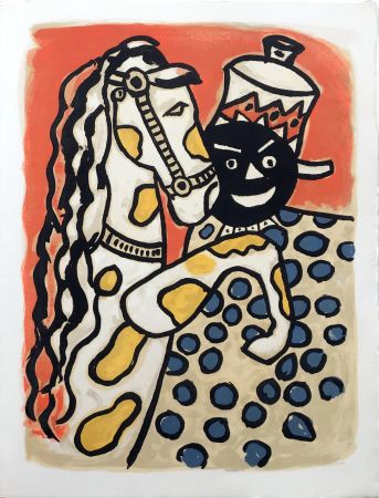 Lithographie Leger - LA PARADE EQUESTRE II - Le cheval et le clown (CIRQUE. 1950)