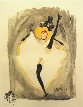 Lithographie Domergue - La  Parisienne  Danseuse Cancan