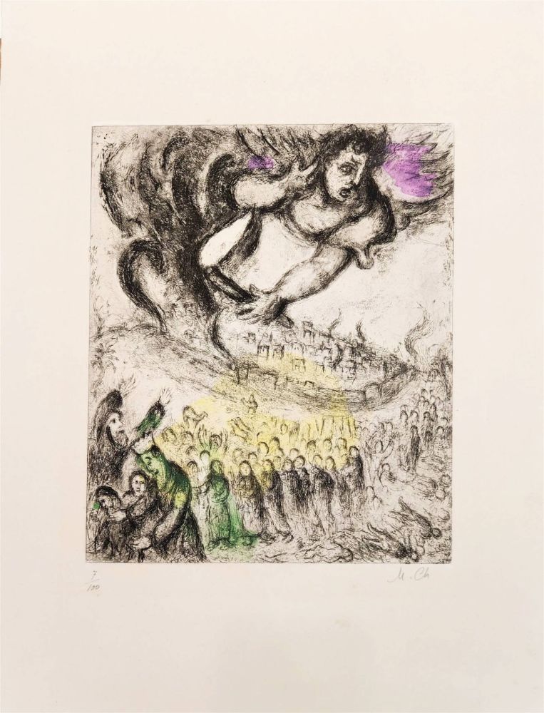 Radierung Chagall - La prise de Jérusalem