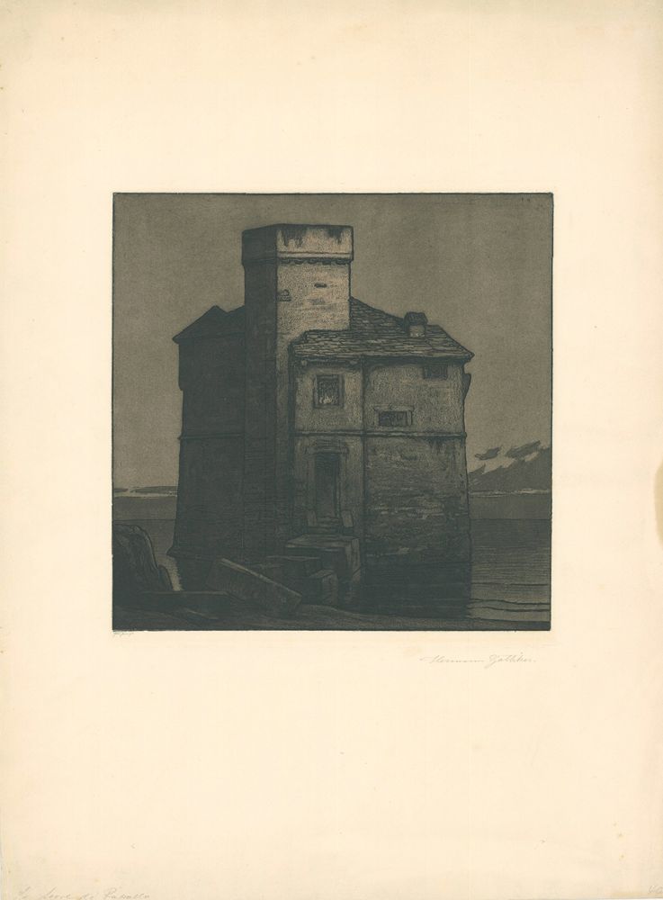 Radierung Und Aquatinta Gattiker - La Torre di Rapallo (Torre Pagana)