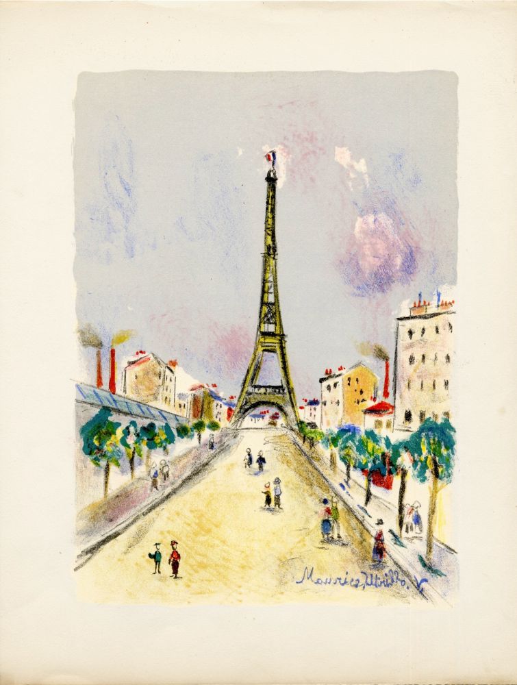 Lithographie Utrillo - LA TOUR EIFFEL. Épreuve pour Maurice Utrillo (Paris, 1955)