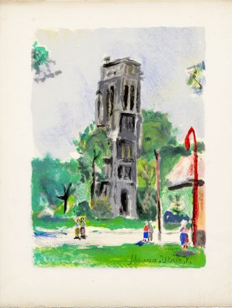 Lithographie Utrillo - LA TOUR SAINT-JACQUES. Épreuve pour Maurice Utrillo (Paris, 1955)