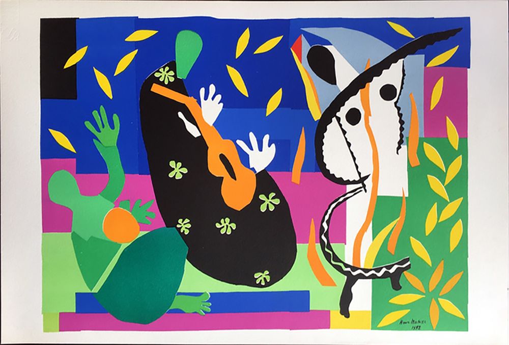 Lithographie Matisse - LA TRISTESSE DU ROI. Lithographie sur Arches (tirage original édité par Tériade, 1958)