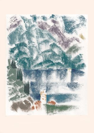 Lithographie Masson - Lac de Côme (Voyage à Venise)