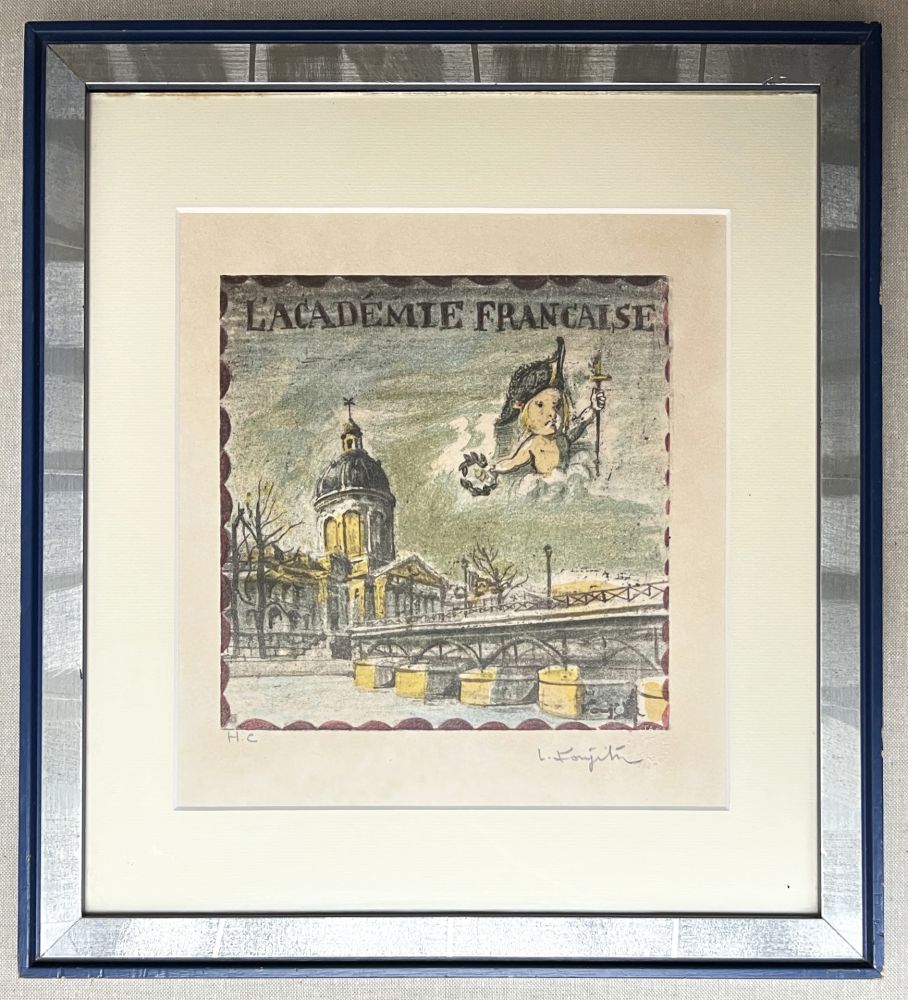 Lithographie Foujita - L'ACADÉMIE FRANÇAISE. Lithographie justifiée et signée par Foujita (1963)