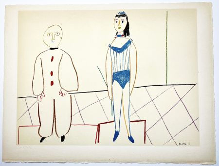 Lithographie Picasso - L'Acrobate et le Clown (de La Comédie Humaine - Verve 29-30. 1954).