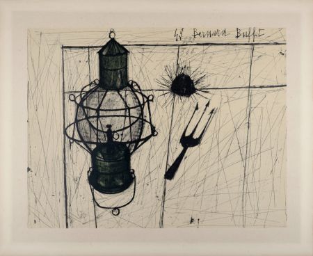 Lithographie Buffet - Lampe tempête, 1960