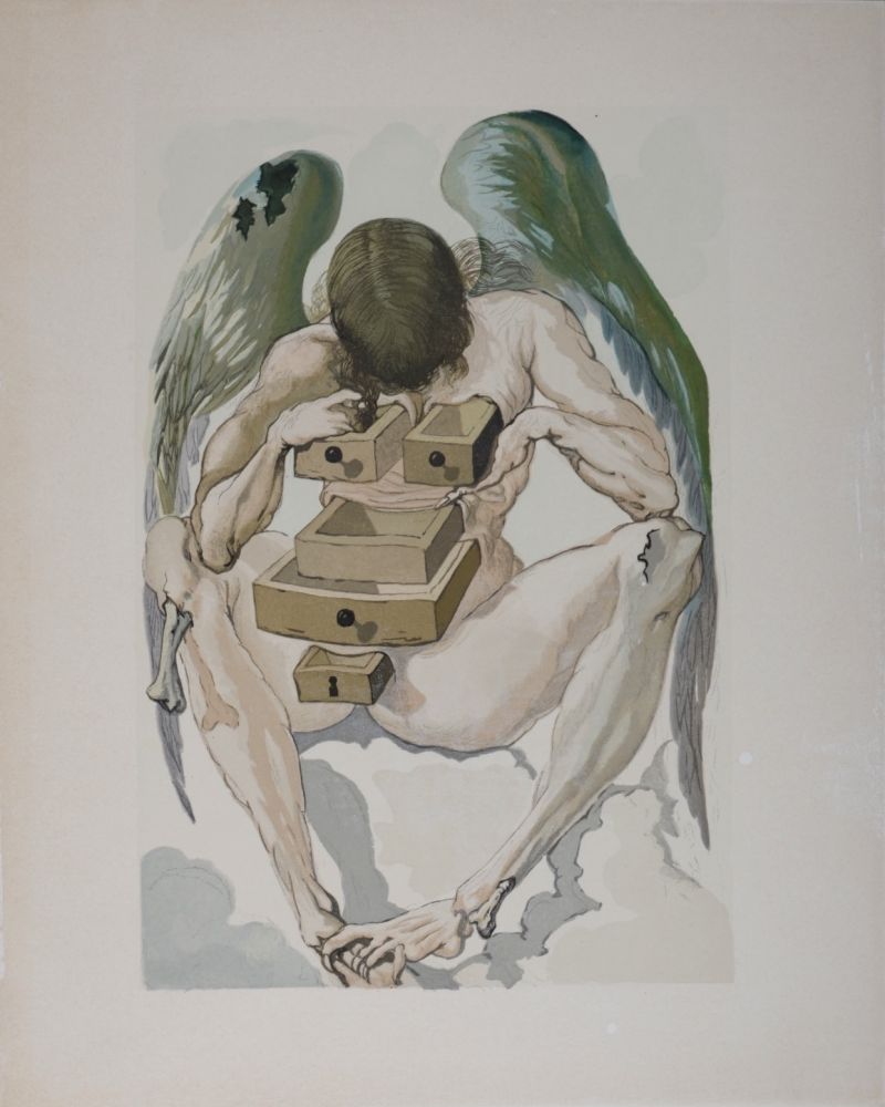 Lithographie Dali - L'ange déchu