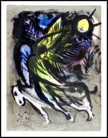 Lithographie Chagall - L'ANGE SURVOLANT LA FORET