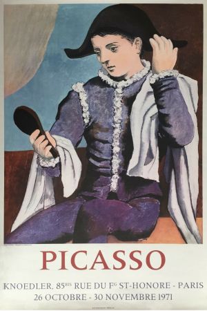 Lithographie Picasso - '' L'Arlequin au Miroir ''