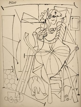 Lithographie Picasso - L'Artiste et l'enfant (The artist and the child)