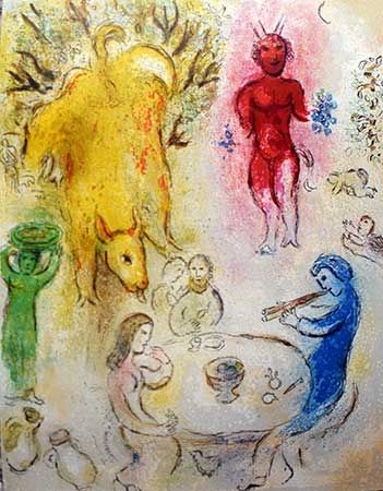 Lithographie Chagall - Le banquet de Pan