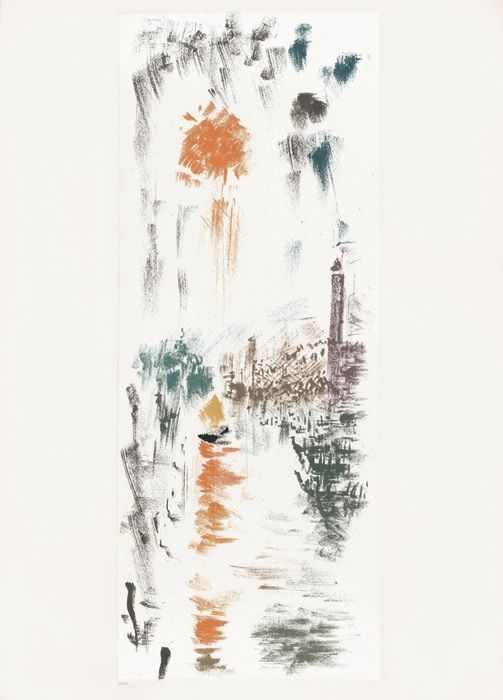 Lithographie Masson - Le Bassin de St Marc (Voyage à Venise)