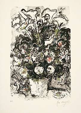 Lithographie Chagall - Le bouquet blanc