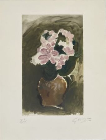 Aquatinta Braque - Le bouquet rose 