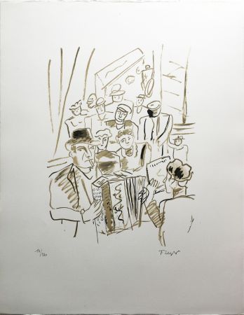 Lithographie Leger - LE CAFÉ ou L'ACCORDÉONISTE (La Ville, Paris 1959)