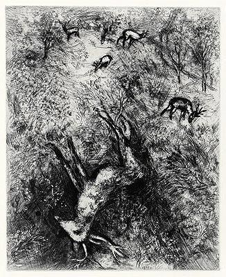Radierung Chagall - Le Cerf malade