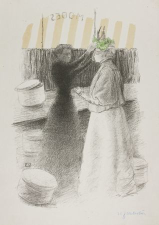 Lithographie Vallotton - Le Chapeau vert (The green hat)