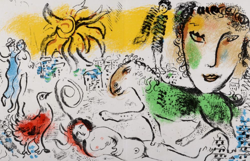Lithographie Chagall - Le Cheval vert, 1973