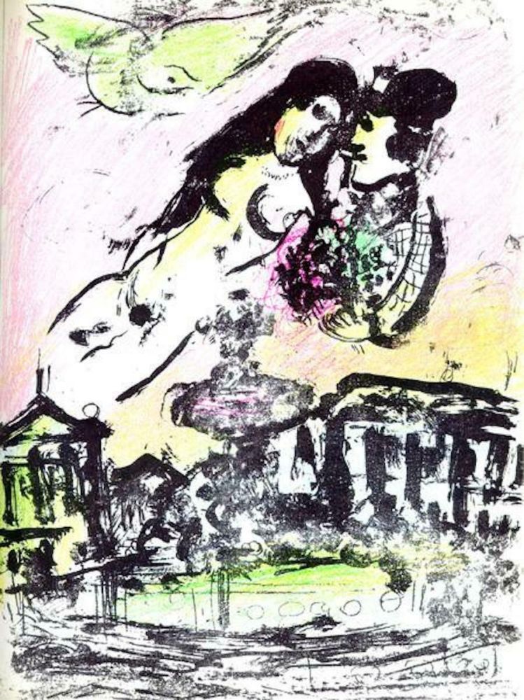 Lithographie Chagall - Le Ciel de la Place de la Concorde M. 393