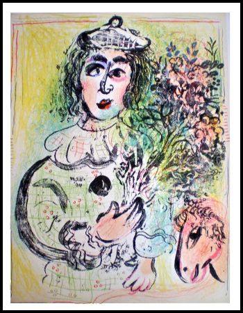 Lithographie Chagall - LE CLOWN FLEURI