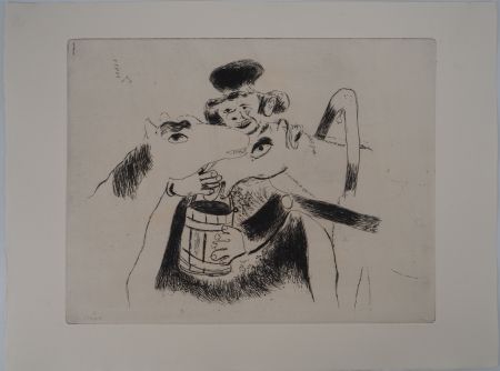 Stich Chagall - Le cocher et ses chevaux (Le cocher donne à manger à ses chevaux)