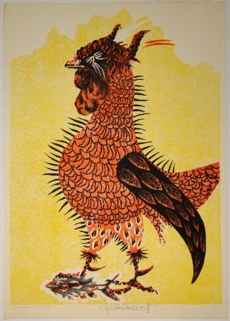 Lithographie Lurcat - Le Coq rouge