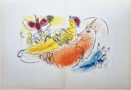 Lithographie Chagall - LE COQ ROUGE (The red rooster). Paris 1957