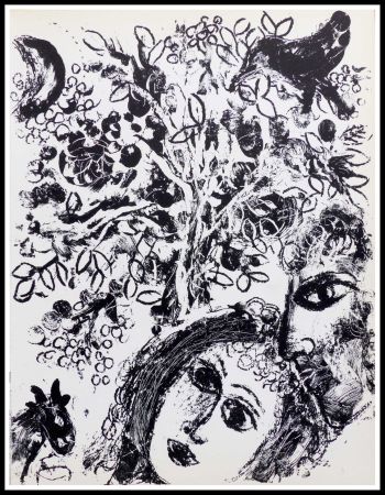 Lithographie Chagall - LE COUPLE DEVANT L'ARBRE