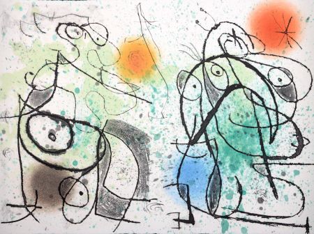 Radierung Und Aquatinta Miró - Le Courtisan grotesque I, 1974