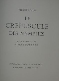 Illustriertes Buch Bonnard - LE CREPUSCULE DES NYMPHES