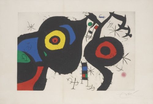 Radierung Und Aquatinta Miró - Le Deux amis