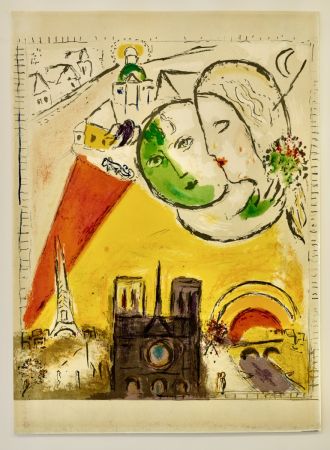 Lithographie Chagall - Le dimanche
