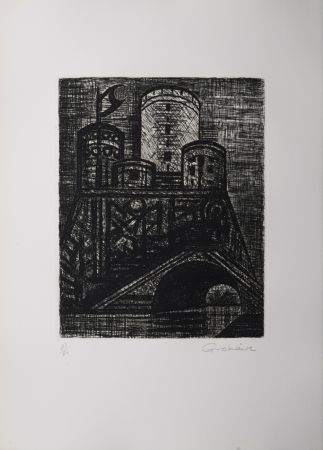 Lithographie Gromaire - Le donjon de Dunsinane, 1958