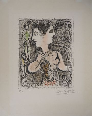 Lithographie Chagall - Le double visage de l'artiste