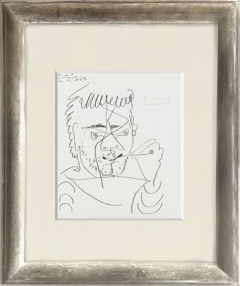 Lithographie Picasso - Le Fumeur, Self portrait, Hommage à Henry-Daniel Kahnweiler