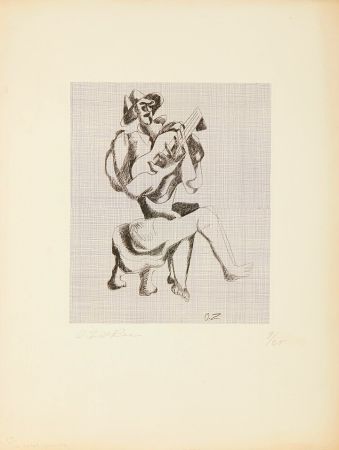 Radierung Zadkine - Le guitariste