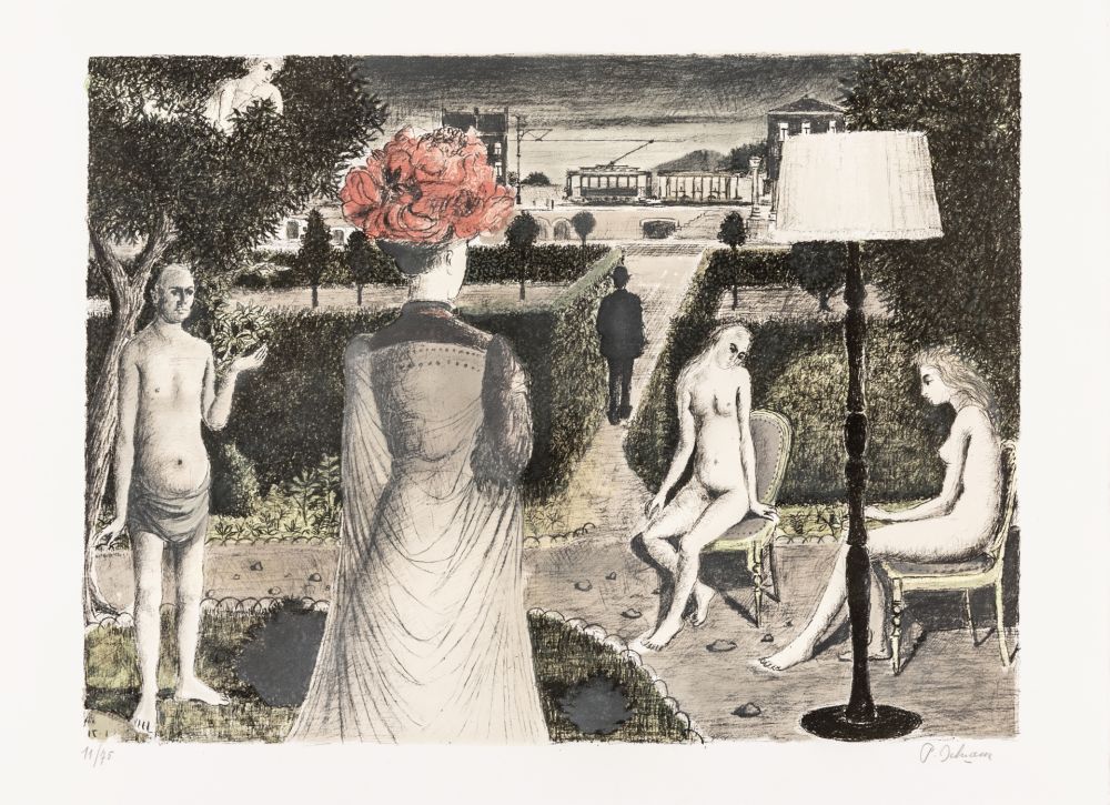 Lithographie Delvaux - Le Jardin / The Garden