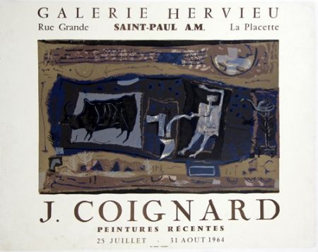 Lithographie Coignard - Le Laboureur Galerie Hervieu Saint Paul