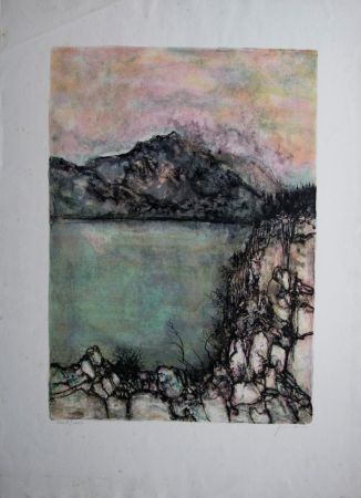 Lithographie Gantner - Le lac sauvage