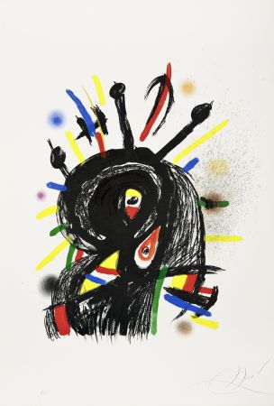 Lithographie Miró -  Le Lanceur de couteaux