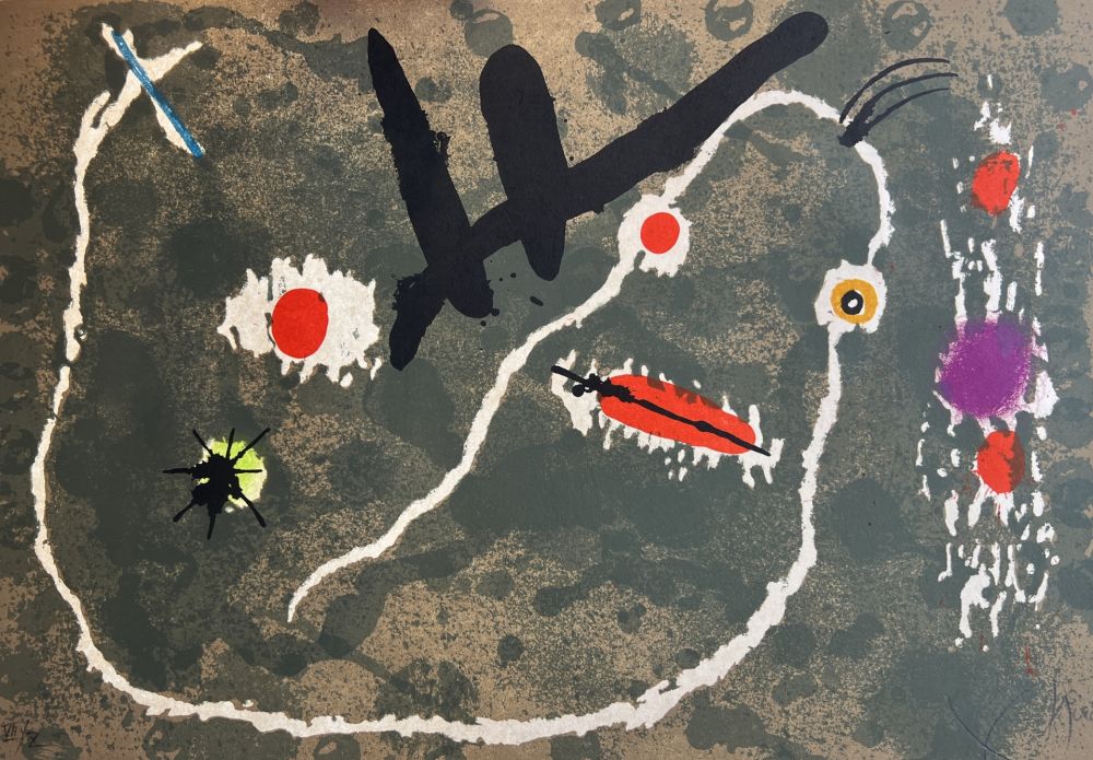 Lithographie Miró - Le Lezard aux plumes d'or