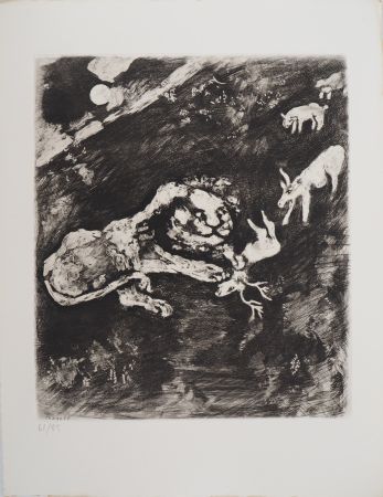 Stich Chagall - Le lion fourbe (La Génisse, la Chèvre, et la Brebis, en société avec le Lion)